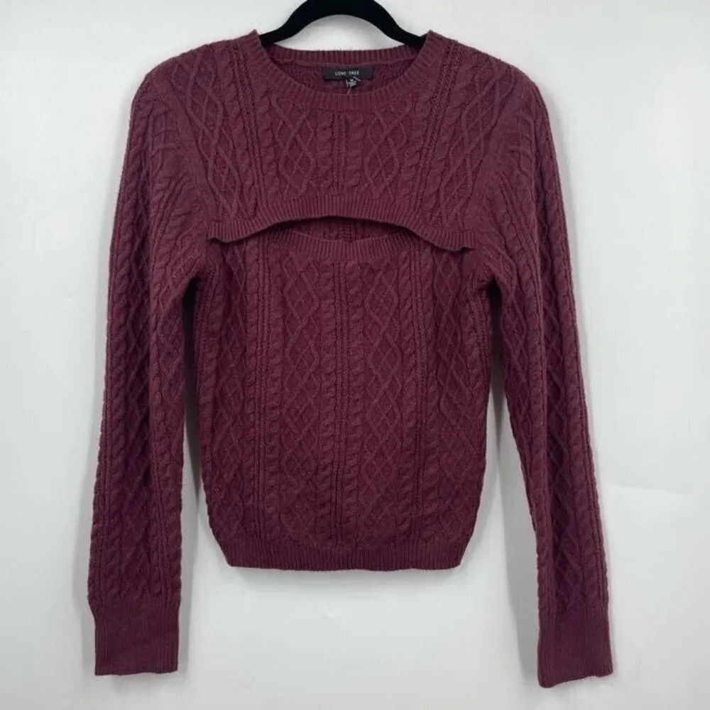 Love Tree Women's Nordstrom Peekaboo Cable Knit Long Sleeve Sweater Size M NWT